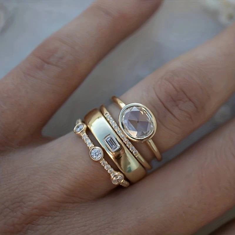 Gold Gestapelt Zargen Ring-Set