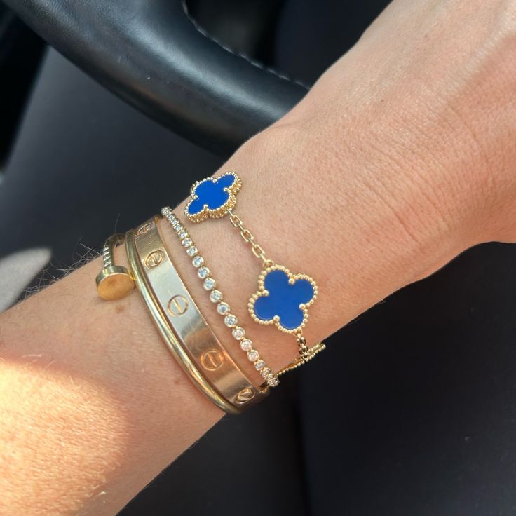 Kleeblatt-Armband Blau
