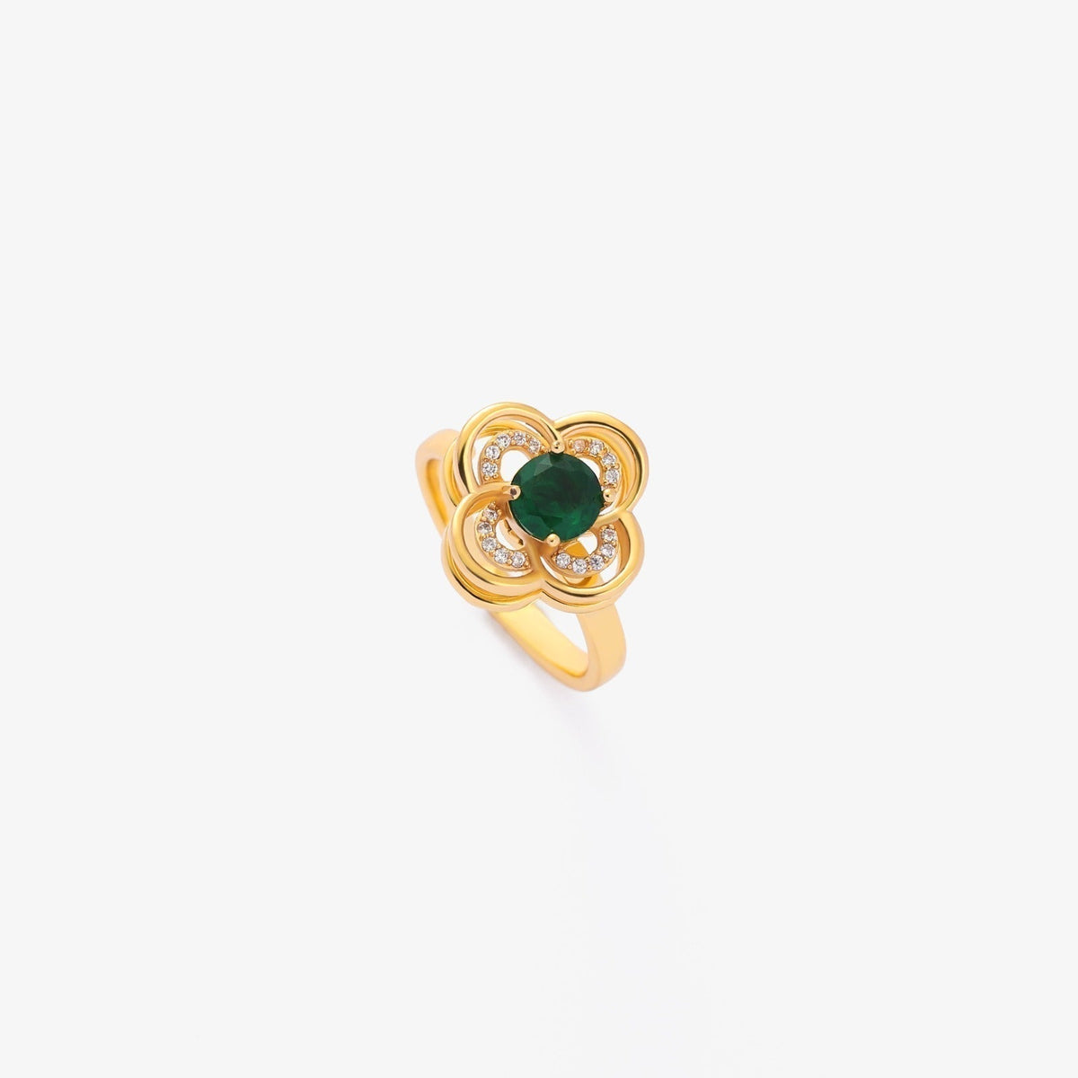Gold Smaragd Blüte Ring