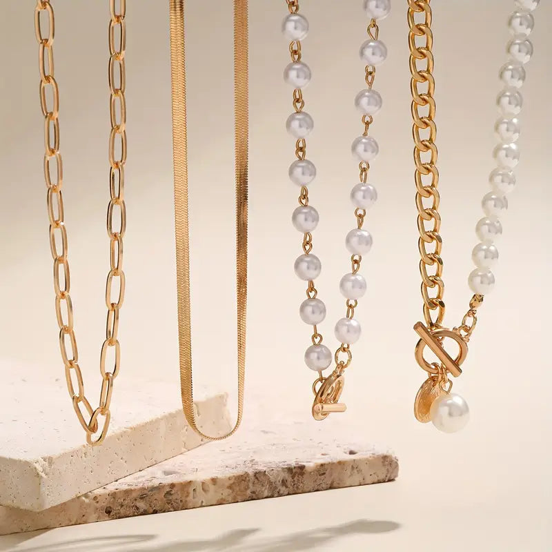 Modern Perlen-Mehrreihig Halsketten-Set