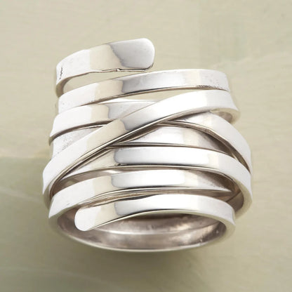 Silber Mehrfachband Wickel Ring