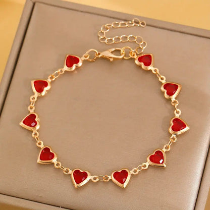 Gold Rubin Herz Kette Armband