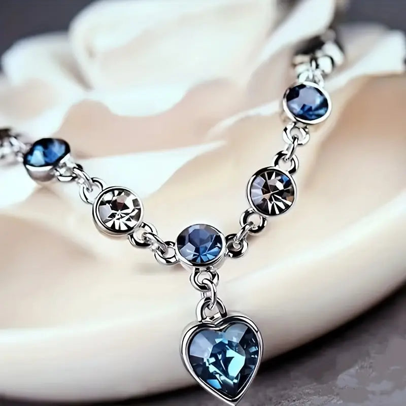 Silber Saphir Herz Kette Armband