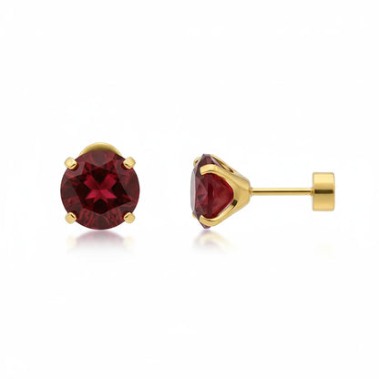 Rubin Rund Ohrstecker | Gold