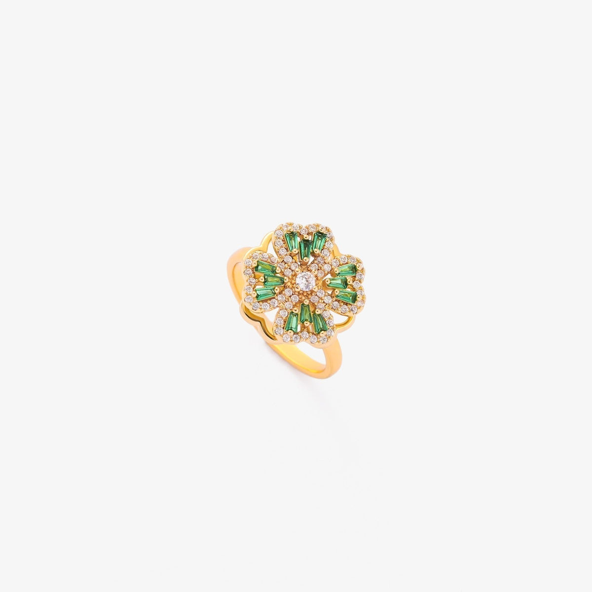 Smaragd Kleeblatt Drehring | Gold