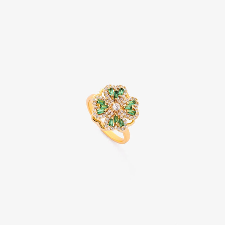 Smaragd Kleeblatt Drehring | Gold