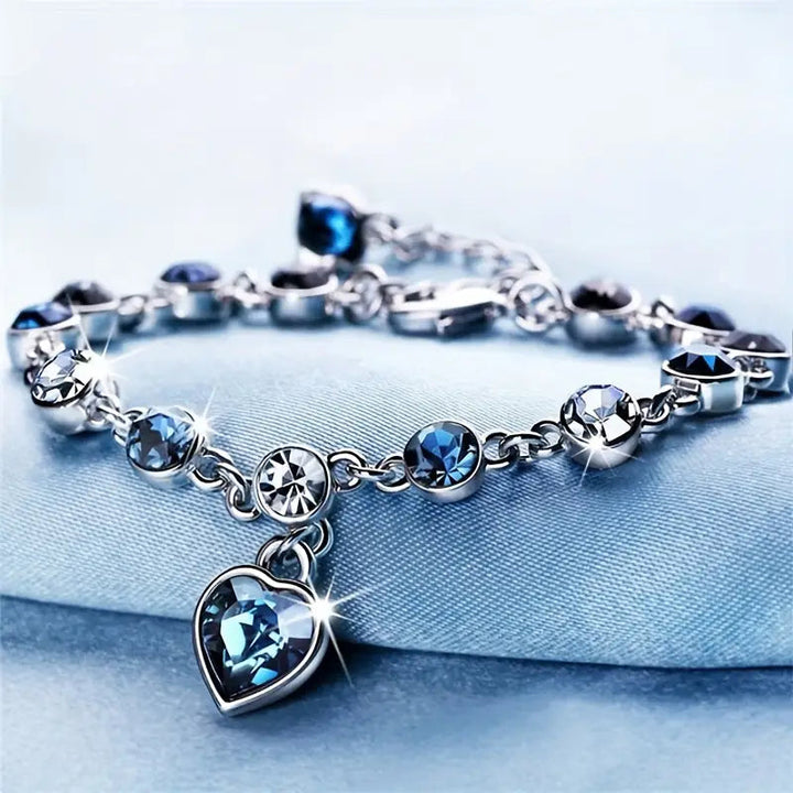 Ocean Herz Glanz Armband | Weißgold