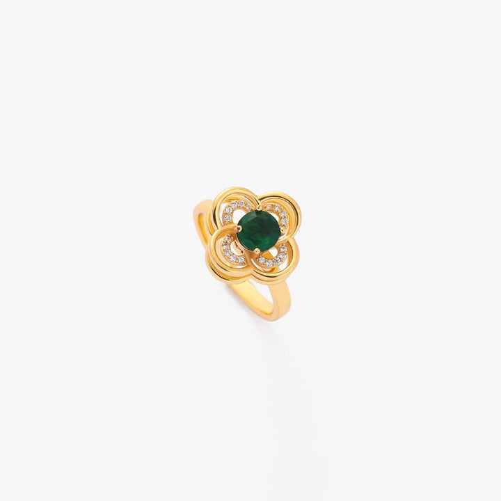 Gold Smaragd Blüte Ring
