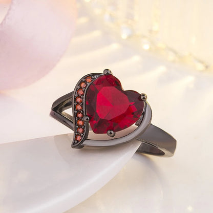 Silber Rubin Herz-Ring