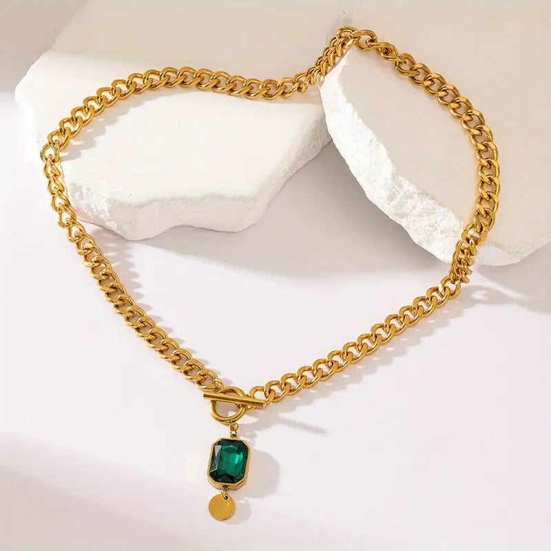 Gold Smaragd Kette Halskette