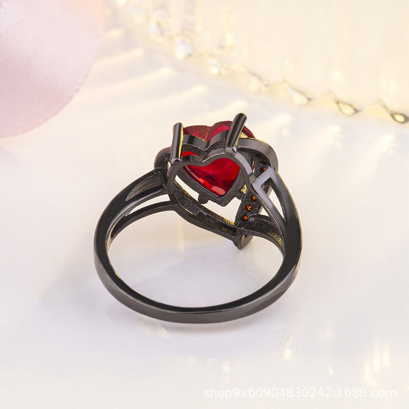Silber Rubin Herz-Ring