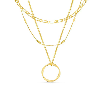 Offener Kreis Dreireihig Halskette | Gold