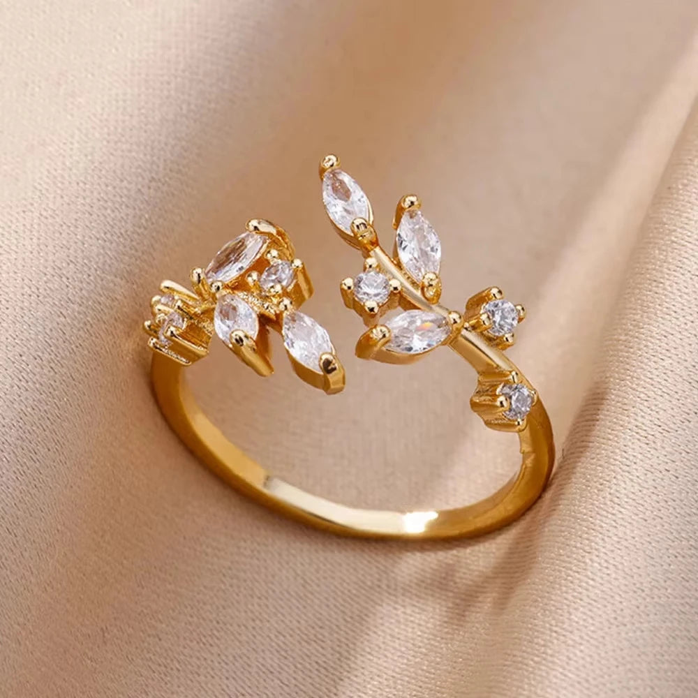 Gold Offen Blatt-Ring