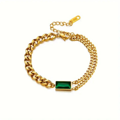 Gold Smaragd Stab Kette Armband