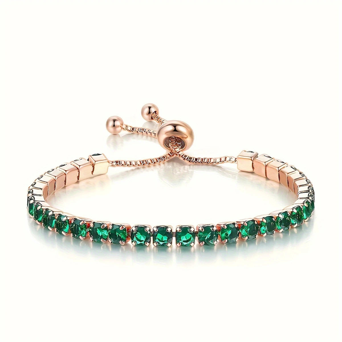 Gold Smaragd Verstellbar Tennisarmband