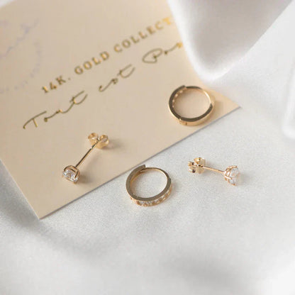 Dara Brillane Stein Ohrring-Set | Gold