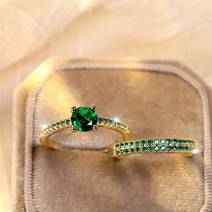 Serena Smaragd Duo Ring-Set | Gold
