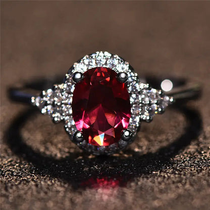 Silber Rubin Halo-Ring