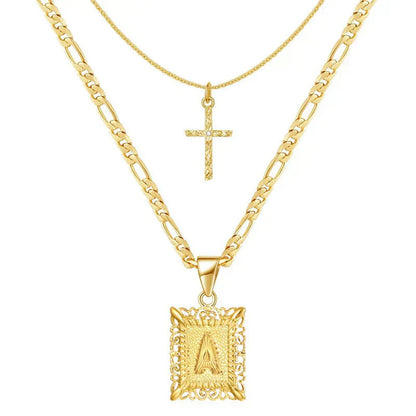 Kreuz Initiale Halsketten-Set | Gold