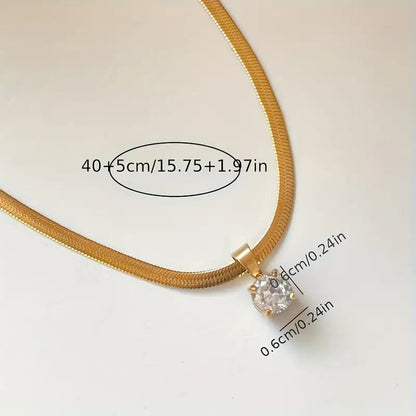Elegant Strass Anhänger-Halskette | Gold