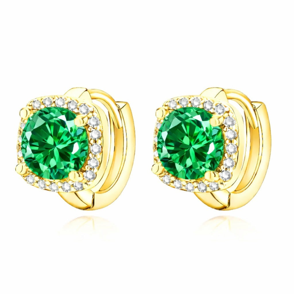 Gold Smaragd Halo-Creolen