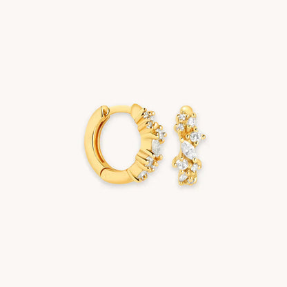 Kristall Cluster Huggie-Creolen | Gold
