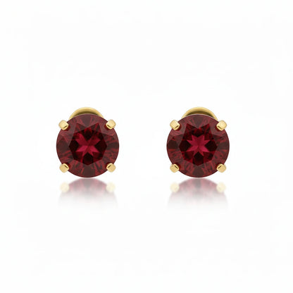 Rubin Rund Ohrstecker | Gold