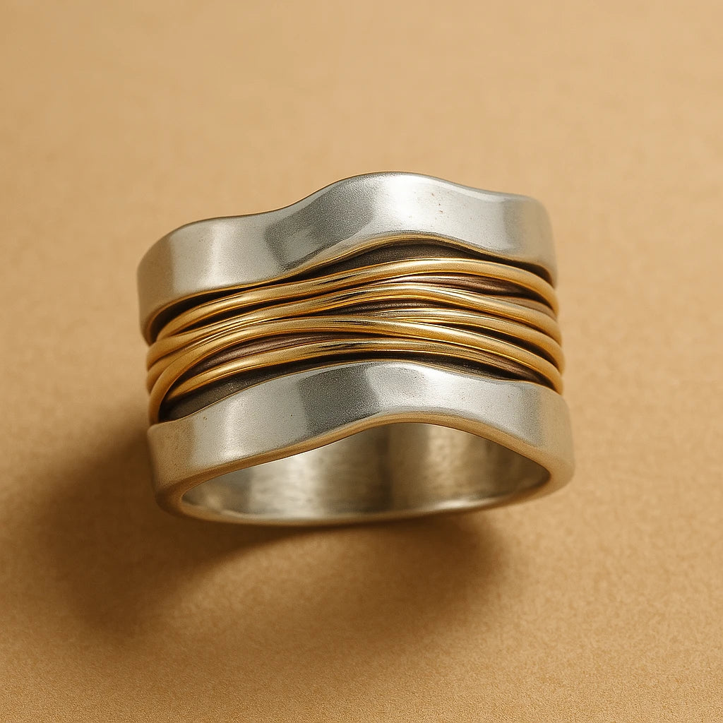 Silber Goldfäden Ring