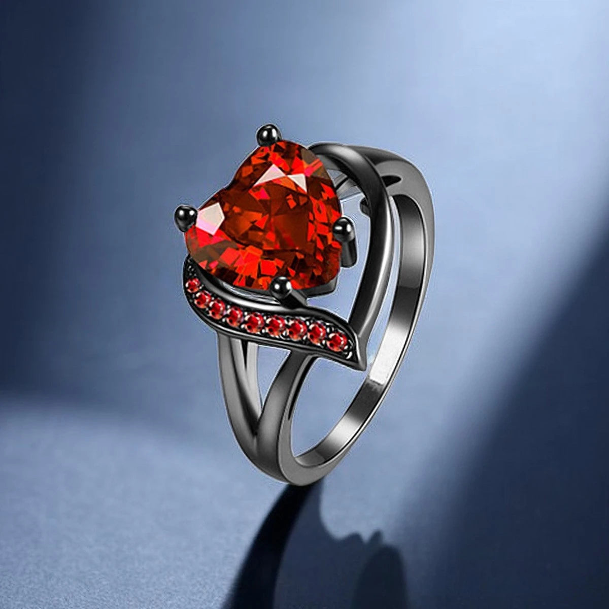 Silber Rubin Herz-Ring