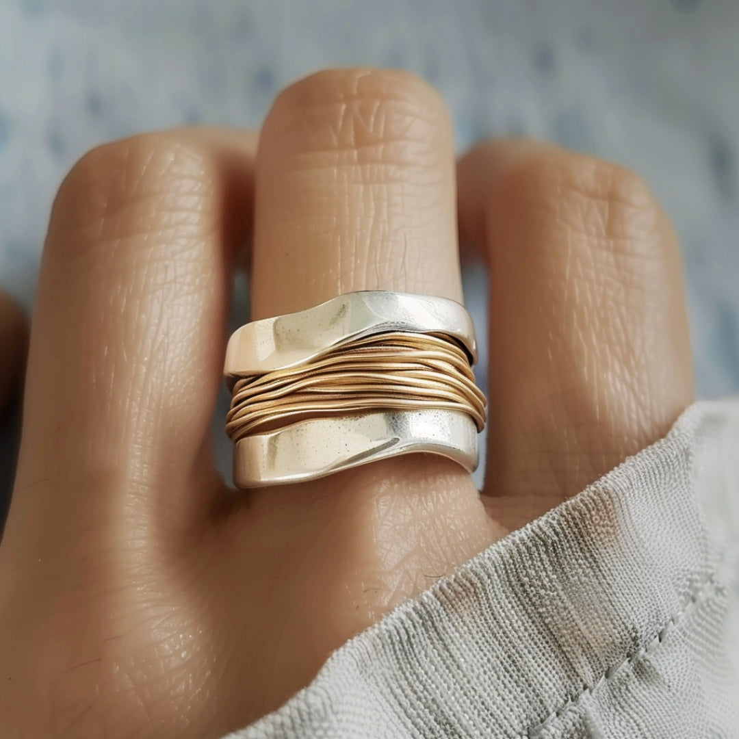Silber und Gold Gewickelt Ring