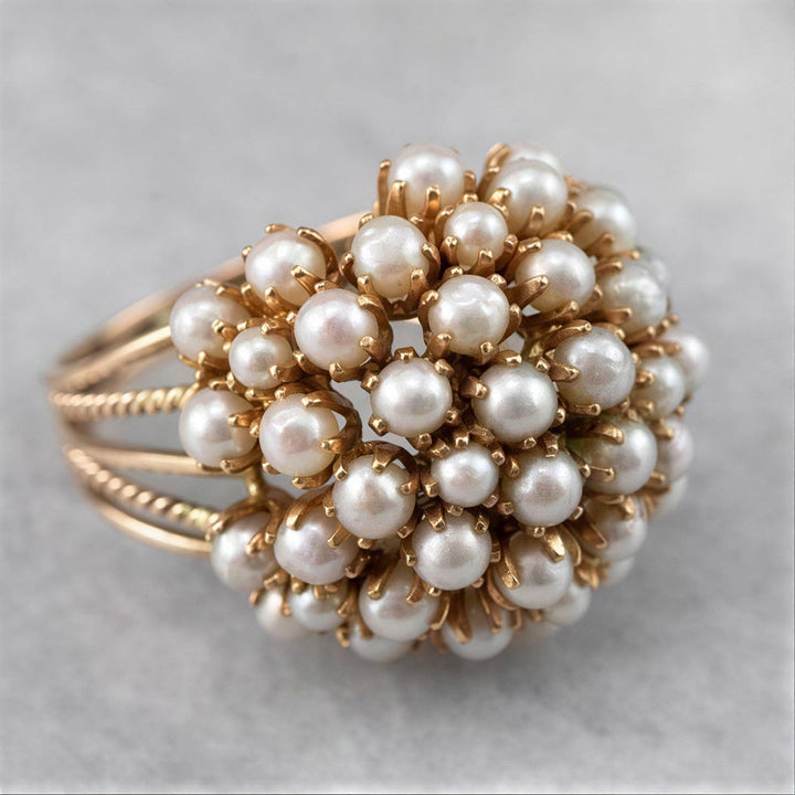 Elegant Eingelegt Perlen-Goldring