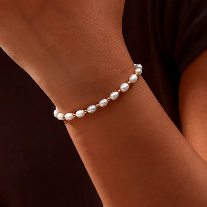 Elegant Perle und Goldarmband