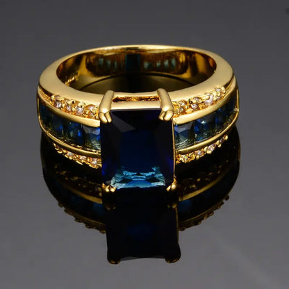 Gold Saphir Quadratschliff Ring
