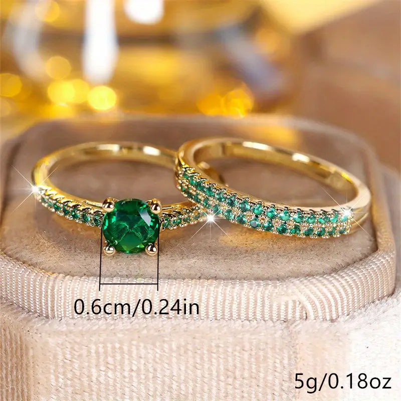 Serena Smaragd Duo Ring-Set | Gold